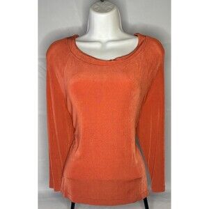 Coldwater Creek 3/4 Sleeve Top Women's Size M pumpkin Orange Stretch